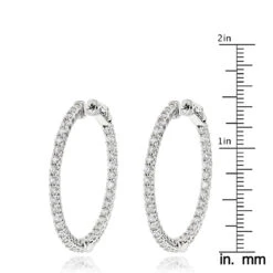 Diamond Hoops 14K White Gold Diamond Hoop Earrings Inside Out 3.5ct 11 Diamond Hoops 14K White Gold Diamond Hoop Earrings Inside Out 3.5ct -Luxurman diamond hoops 14k diamond hoop earrings inside out 444 p 7044 rulerwh