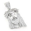 Diamond Jesus Head Pendant 0.75ct 10K White Gold Mini Jesus Face Charm