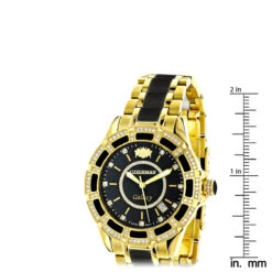 Diamond Men's & Women's Black Ceramic Yellow Gold Pld Luxurman Galaxy -Luxurman diamond mens womens black ceramic watches yellow gold pld luxurman galaxy ruler