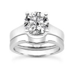 Diamond Platinum Engagement Ring Set 1ct Band: 3.8mm, Eng.: 3mm