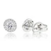Halo Diamond Studs 14K White Gold Cluster Diamond Stud Earrings .70ct