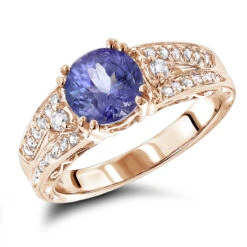 Diamond Tanzanite Engagement Ring For Women 14K White Gold 0.3 Ctd 1.5ctt 8 Diamond Tanzanite Engagement Ring For Women 14K White Gold 0.3 Ctd 1.5ctt -Luxurman diamond tanzanite engagement ring for women 14k gold 029ctd 15ctt ro