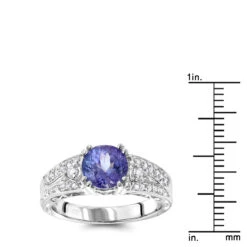 Diamond Tanzanite Engagement Ring For Women 14K White Gold 0.3 Ctd 1.5ctt 10 Diamond Tanzanite Engagement Ring For Women 14K White Gold 0.3 Ctd 1.5ctt -Luxurman diamond tanzanite engagement ring for women 14k gold 029ctd 15ctt rulerwh