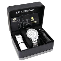 Diamond Luxurman Liberty 2ct Diamond Bezel Watch White MOP Dial -Luxurman diamond watches for men luxurman liberty diamond bezel watch white mop 2ct 4