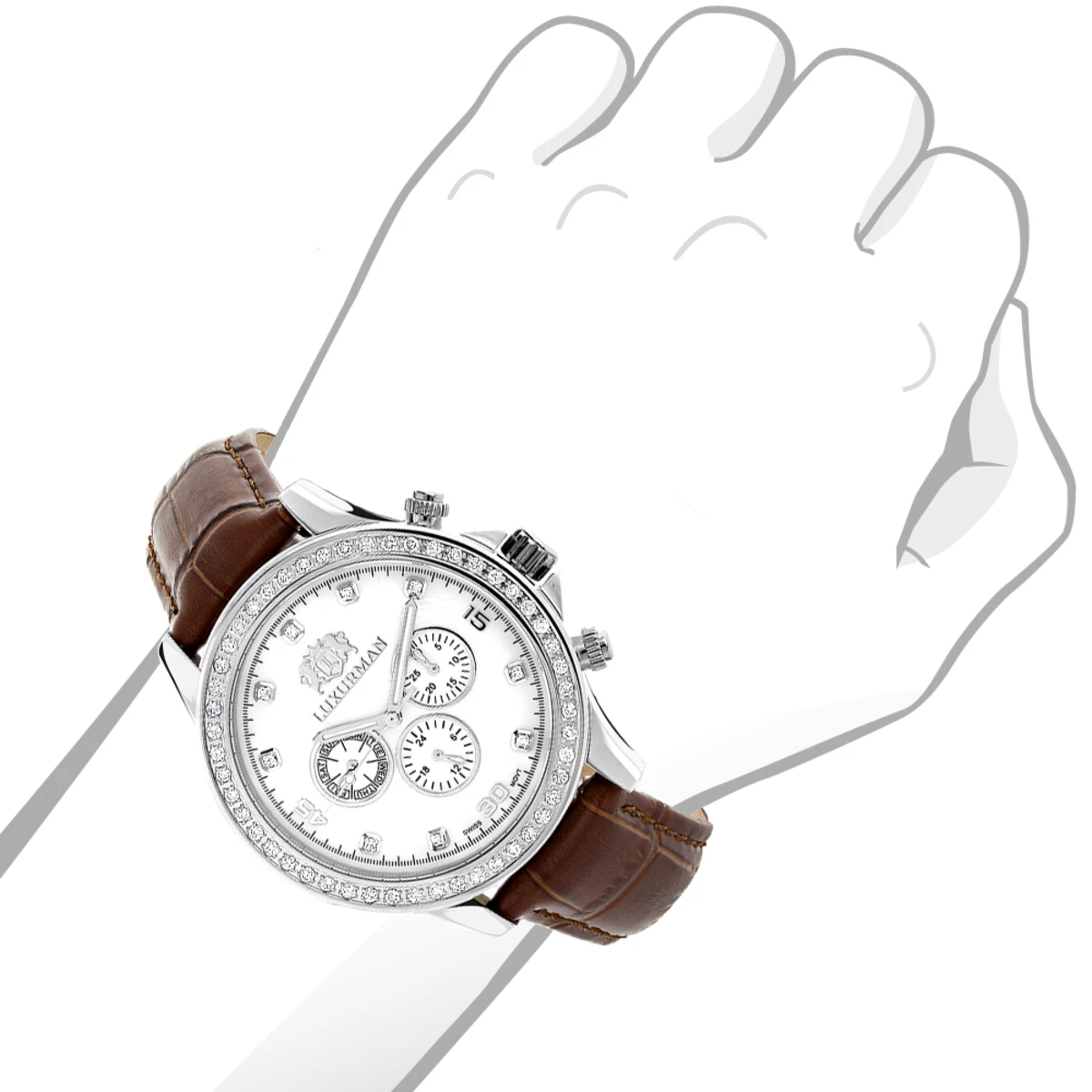 Diamond Luxurman Liberty 2ct Diamond Bezel White MOP Dial Watch 3 Diamond Luxurman Liberty 2ct Diamond Bezel White MOP Dial Watch - Image 3