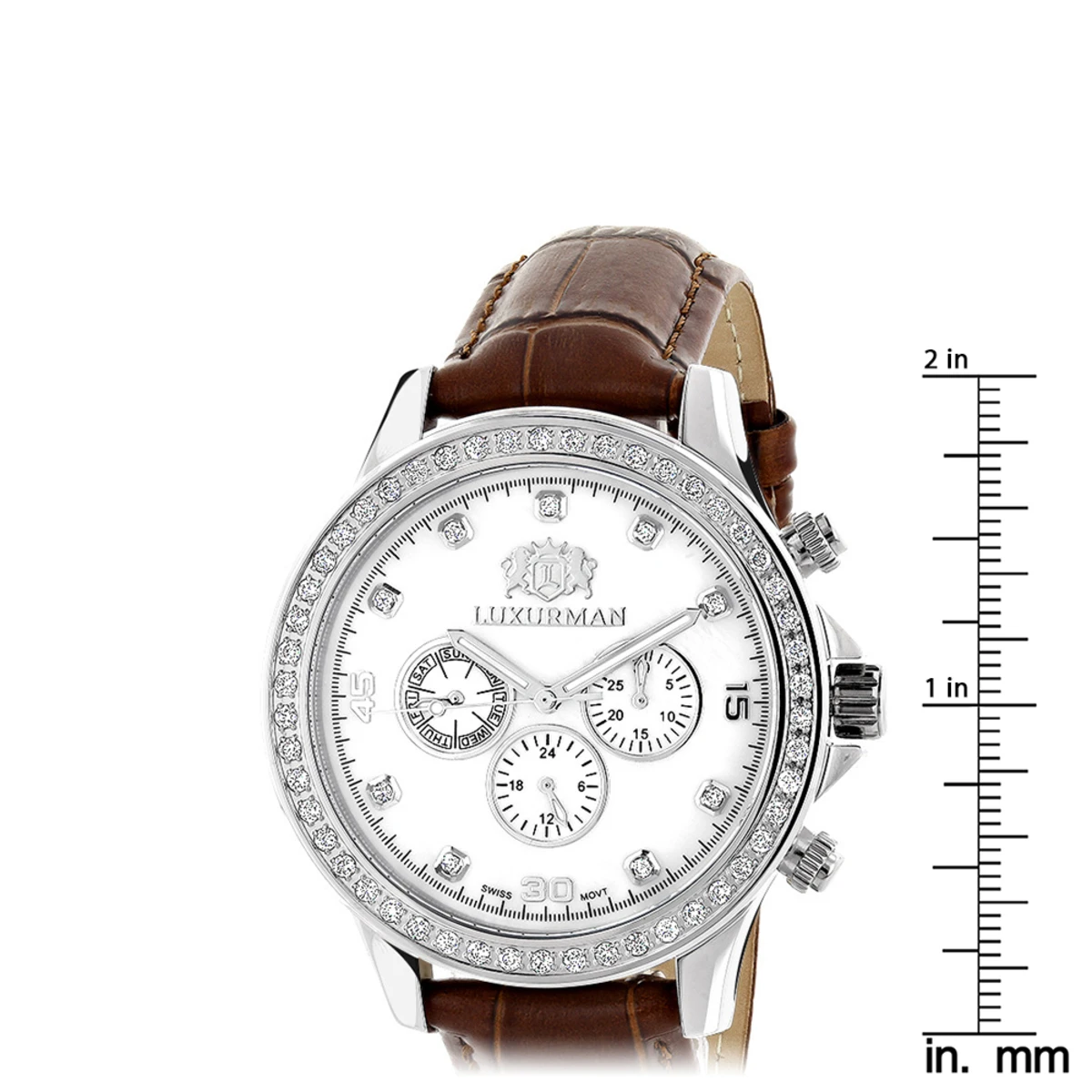 Diamond Luxurman Liberty 2ct Diamond Bezel White MOP Dial Watch 5 Diamond Luxurman Liberty 2ct Diamond Bezel White MOP Dial Watch - Image 5