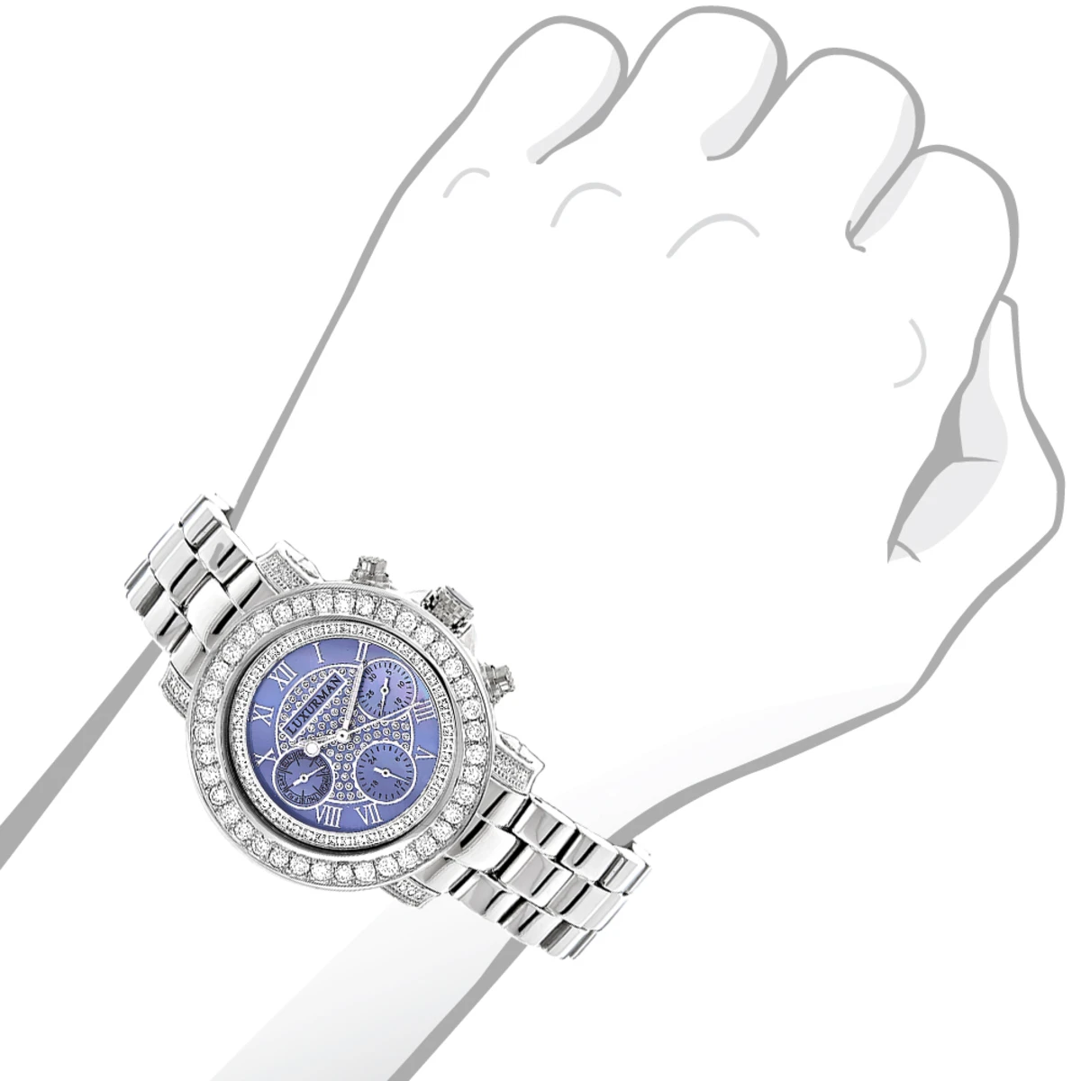 Diamond Luxurman Ladies Blue MOP Montana Watch 3ct 2 Diamond Luxurman Ladies Blue MOP Montana Watch 3ct - Image 2