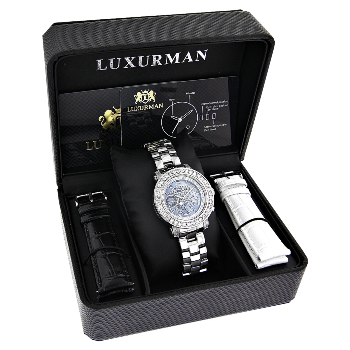 Diamond Luxurman Ladies Blue MOP Montana Watch 3ct 3 Diamond Luxurman Ladies Blue MOP Montana Watch 3ct - Image 3