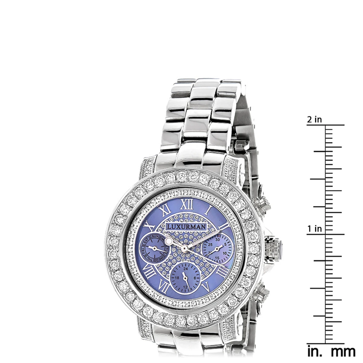 Diamond Luxurman Ladies Blue MOP Montana Watch 3ct 5 Diamond Luxurman Ladies Blue MOP Montana Watch 3ct - Image 5