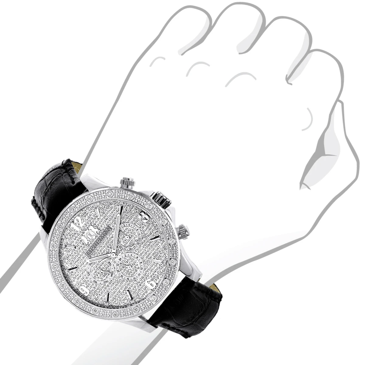 Luxurman Men's Diamond Watch 0.18ct 2 Luxurman Men's Diamond Watch 0.18ct - Image 2