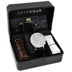 Luxurman Men's Diamond Watch 0.18ct 7 Luxurman Men's Diamond Watch 0.18ct -Luxurman diamond watches luxurman mens diamond watch 018ct p 35207box