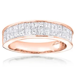 2 Carat Princess Cut Invisible Set Diamond 14K White Gold Wedding Band -Luxurman diamond wedding rings 14k diamond wedding band 186 p 7038 ro