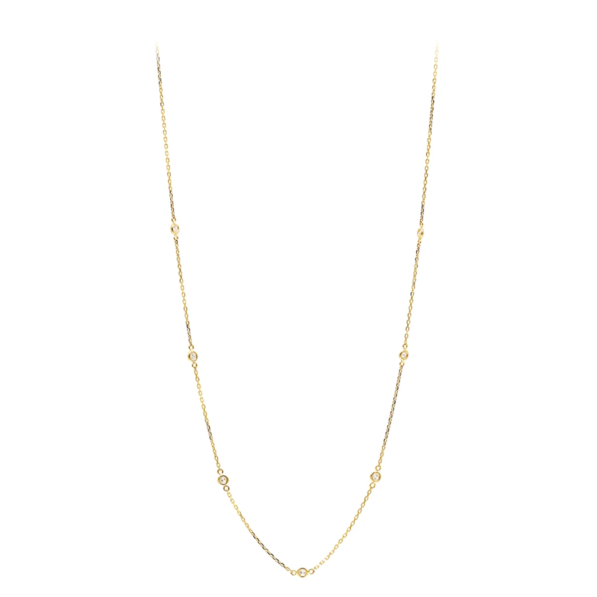 Diamonds By The Yard Ladies Necklace With Diamonds Solid 14K Yellow Gold 0.25ct 1 Diamonds By The Yard Ladies Necklace With Diamonds Solid 14K Yellow Gold 0.25ct