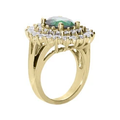 14K White Gold Ladies Gemstone Diamond & Emerald Ring 1.96ctd 3cte -Luxurman emerald rings ladies gemstone diamond ring 14k 196ctd 3cte p 29334 back yellow