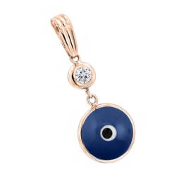 14K White Gold 0.10ct Diamond Blue Evil Eye Pendant 3/8in (10mm) -Luxurman evil eye jewelry 14k diamond evil eye pendant blue 10 p 6232 ro