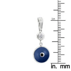 14K White Gold 0.10ct Diamond Blue Evil Eye Pendant 3/8in (10mm) -Luxurman evil eye jewelry 14k diamond evil eye pendant blue 10 p 6232 rulerwh