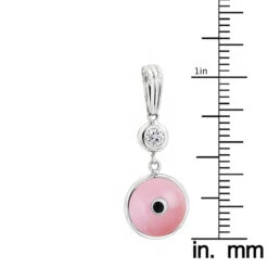 14K White Gold & Diamond Evil Eye Pendant Pink 0.10 -Luxurman evil eye jewelry 14k diamond evil eye pendant pink 010 p 6228 rulerwh