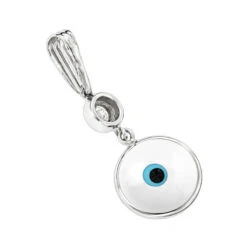 14K White Gold & Diamond White Evil Eye Pendant 0.10 -Luxurman evil eye jewelry 14k diamond evil eye pendant white 10 p 6229 backwh