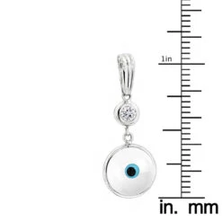 14K White Gold & Diamond White Evil Eye Pendant 0.10 -Luxurman evil eye jewelry 14k diamond evil eye pendant white 10 p 6229 rulerwh