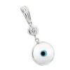 14K White Gold & Diamond White Evil Eye Pendant 0.10