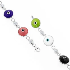 Evil Eyes 14K White Gold Diamond Evil Eye Bracelet Multicolor 0.70 -Luxurman evil eyes 14k diamond evil eye bracelet multicolor 070 p 6227 backwh
