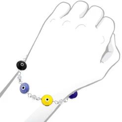 Evil Eyes 14K White Gold Diamond Evil Eye Bracelet Multicolor 0.70 -Luxurman evil eyes 14k diamond evil eye bracelet multicolor 070 p 6227 bodwh