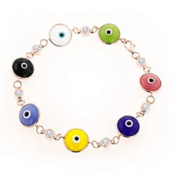 Evil Eyes 14K White Gold Diamond Evil Eye Bracelet Multicolor 0.70 -Luxurman evil eyes 14k diamond evil eye bracelet multicolor 070 p 6227 ro