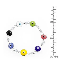 Evil Eyes 14K White Gold Diamond Evil Eye Bracelet Multicolor 0.70 -Luxurman evil eyes 14k diamond evil eye bracelet multicolor 070 p 6227 rulerwh