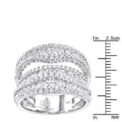 Exquisite 14K White Gold Diamond Cocktail Ring For Women By Luxurman 2.75ct -Luxurman exquisite 14k gold diamond cocktail ring for women by luxurman 275ct rulerwh