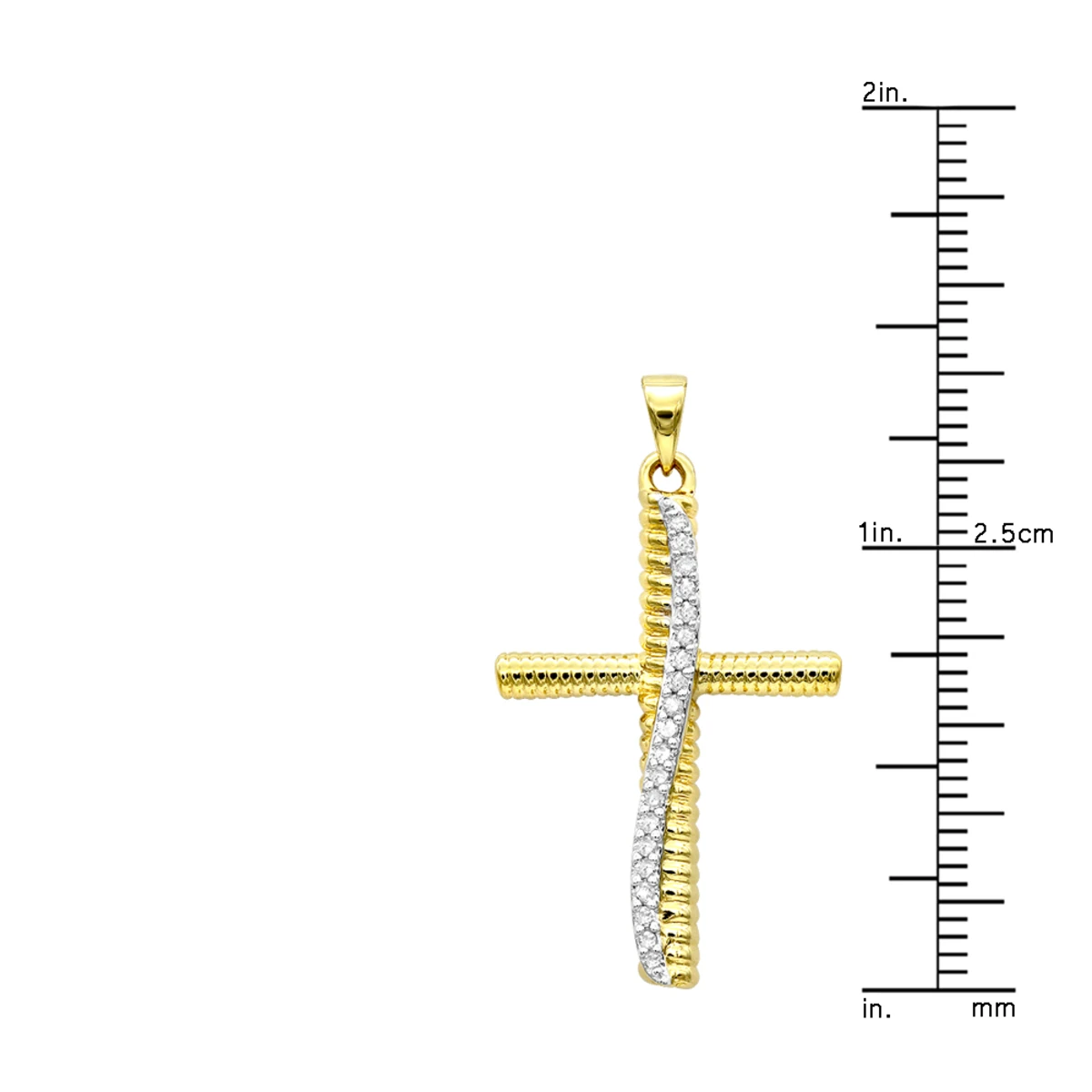 Fancy 14K Yellow Gold Diamond Cross Pendant For Women 0.15ct By Luxurman 6 Fancy 14K Yellow Gold Diamond Cross Pendant For Women 0.15ct By Luxurman - Image 6