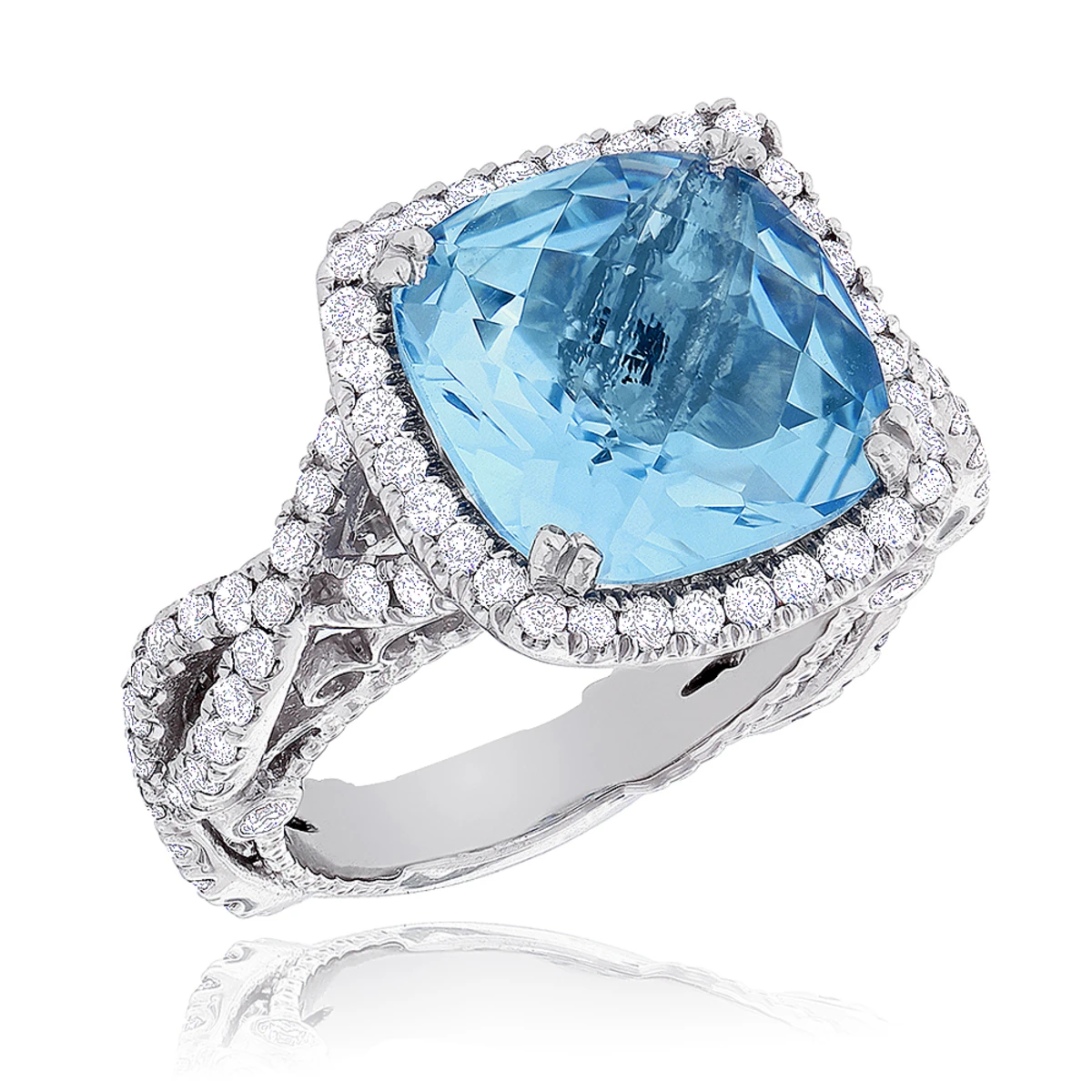 Blue Topaz Diamond Cocktail Ring 11ct 1 Blue Topaz Diamond Cocktail Ring 11ct