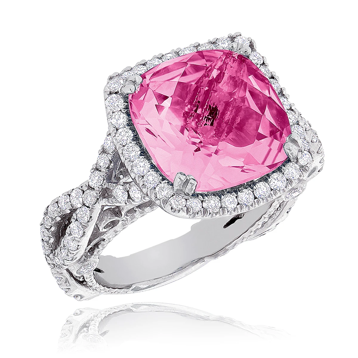 Fine Pink Sapphire Diamond Cocktail Ring 11ct 1 Fine Pink Sapphire Diamond Cocktail Ring 11ct