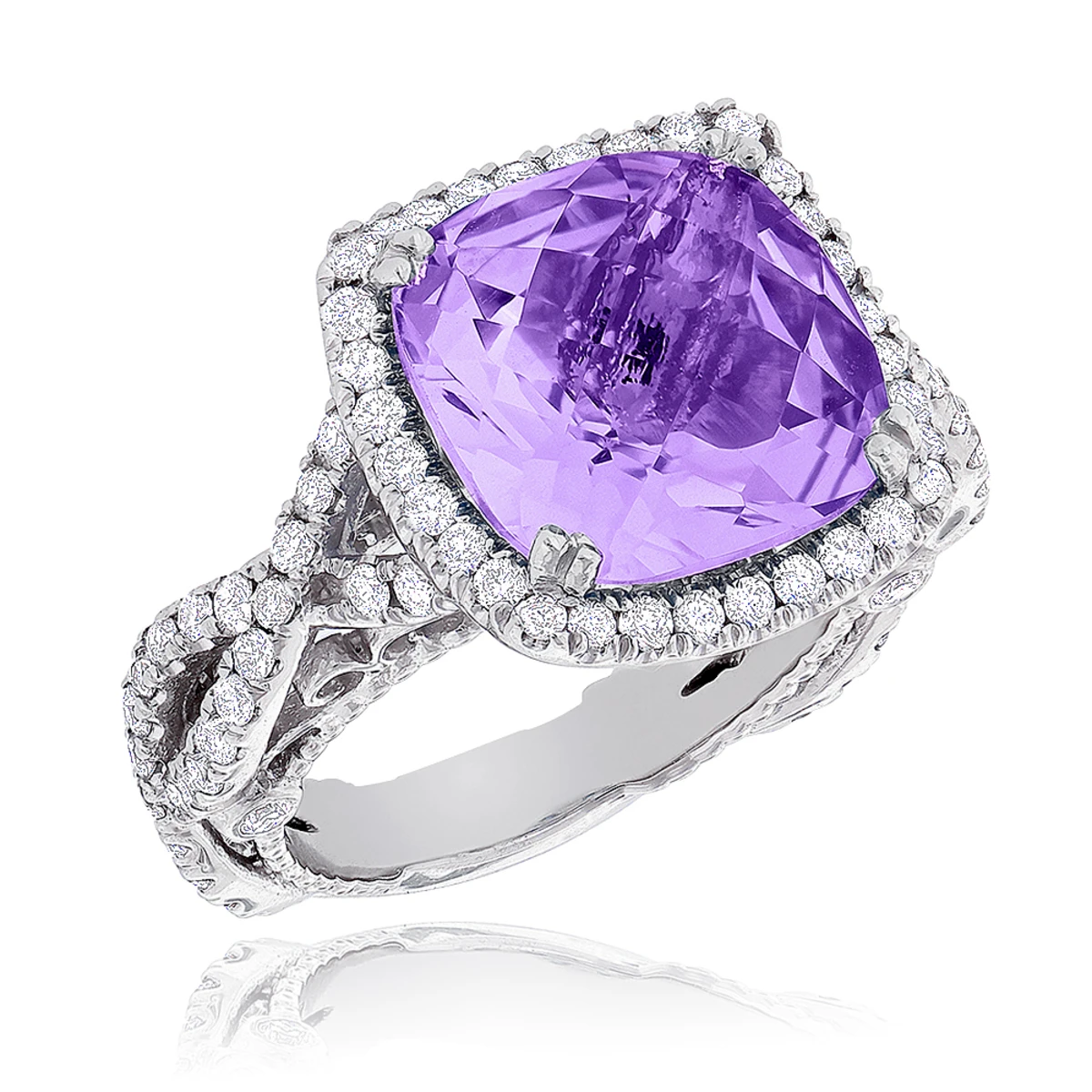 Purple Amethyst Diamond Cocktail Ring 11ct 1 Purple Amethyst Diamond Cocktail Ring 11ct