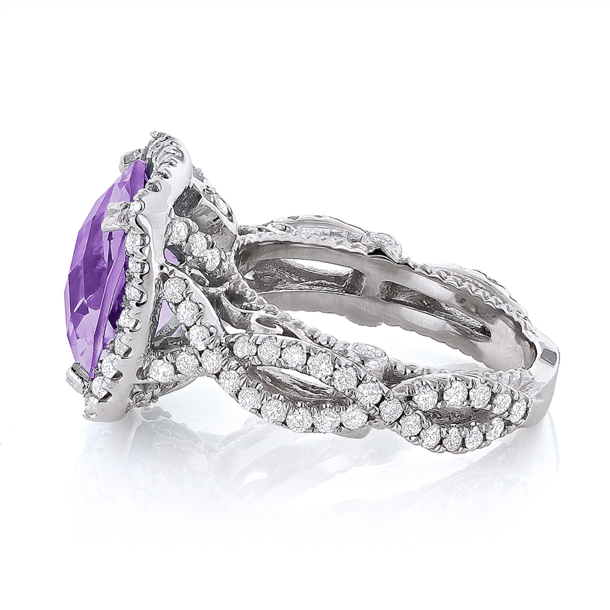 Purple Amethyst Diamond Cocktail Ring 11ct 2 Purple Amethyst Diamond Cocktail Ring 11ct - Image 2