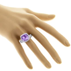 Purple Amethyst Diamond Cocktail Ring 11ct 5 Purple Amethyst Diamond Cocktail Ring 11ct -Luxurman fine gemstone jewelry purple amethyst diamond cocktail ring 11ct 3