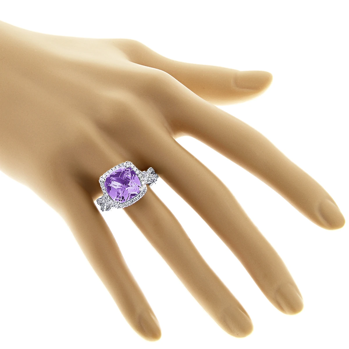 Purple Amethyst Diamond Cocktail Ring 11ct 3 Purple Amethyst Diamond Cocktail Ring 11ct - Image 3