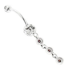 14K White Gold White & Pink Diamond Belly Button Flower Ring 0.75ct -Luxurman flower body jewelry white pink diamond belly button ring 066ct 14k backwh