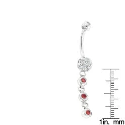 14K White Gold White & Pink Diamond Belly Button Flower Ring 0.75ct -Luxurman flower body jewelry white pink diamond belly button ring 066ct 14k rulerwh