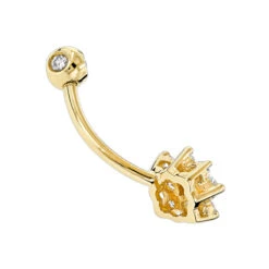 Flower Shaped 14K White Gold Diamond Navel Ring 0.55ct -Luxurman flower shaped 14k gold diamond navel ring 055ct p 5873 backye