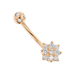 Flower Shaped 14K White Gold Diamond Navel Ring 0.55ct -Luxurman flower shaped 14k gold diamond navel ring 055ct p 5873 ro