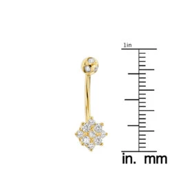 Flower Shaped 14K White Gold Diamond Navel Ring 0.55ct -Luxurman flower shaped 14k gold diamond navel ring 055ct p 5873 rulerye