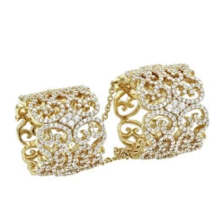 Unique Full Finger Articulated Chain Linked Diamond Double Ring For Women 14K Rose Gold -Luxurman full finger articulated chain linked diamond double ring for women 14k gold ye