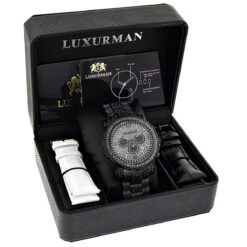 Fully Iced Out Black Diamond Men's Watch By Luxurman 4.25ct Oversized -Luxurman fully iced out black diamond mens watch by luxurman 425ct oversized 4 20220603