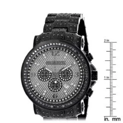 Fully Iced Out Black Diamond Men's Watch By Luxurman 4.25ct Oversized -Luxurman fully iced out black diamond mens watch by luxurman 425ct oversized ruler