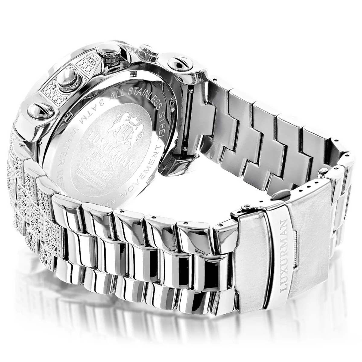 Fully Iced Out Large Diamond Watch For Men By Luxurman Escalade 3.5ct 2 Fully Iced Out Large Diamond Watch For Men By Luxurman Escalade 3.5ct - Image 2