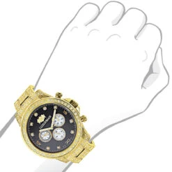 Fully Iced Out Men's Diamond Watch 3ct Yellow Gold Plt Luxurman Swiss Movement -Luxurman fully iced out mens diamond watch 3ct yellow gold plt luxurman swiss movement bod