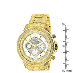 Fully Iced Out Men's Diamond Watch 3ct Yellow Gold Plt Luxurman Swiss Movmnt -Luxurman fully iced out mens diamond watch 3ct yellow gold plt luxurman ruler