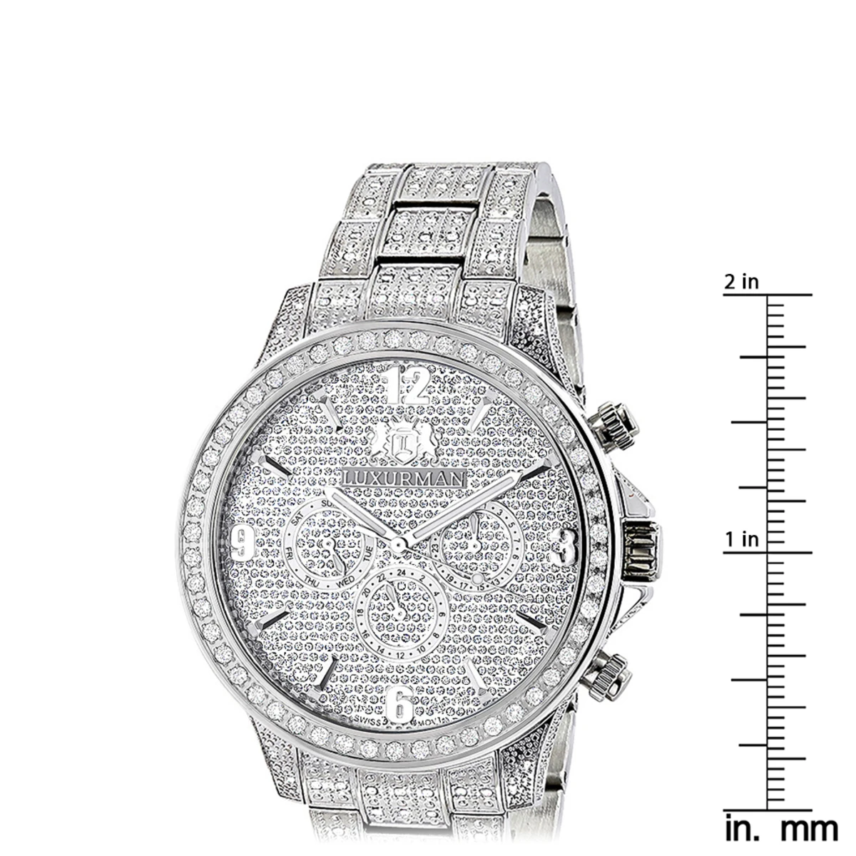 Fully Iced Out Luxurman Men's Diamond Watch 3 Carats Liberty 5 Fully Iced Out Luxurman Men's Diamond Watch 3 Carats Liberty - Image 5