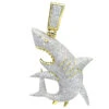 Large Fully Paved Diamond Shark Pendant For Men 10K Yellow Gold Jaws Charm 1.5ct