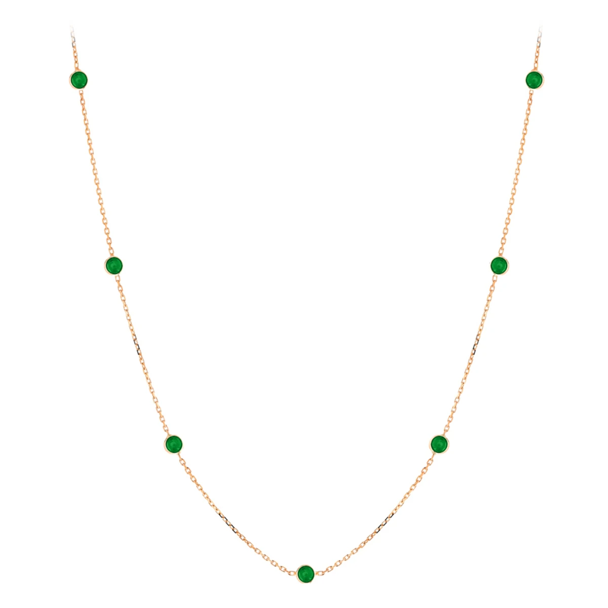 Gemstone By The Yard Chain: 14K Yellow Gold Women's Emerald Necklace 1.33ct 3 Gemstone By The Yard Chain: 14K Yellow Gold Women's Emerald Necklace 1.33ct - Image 3